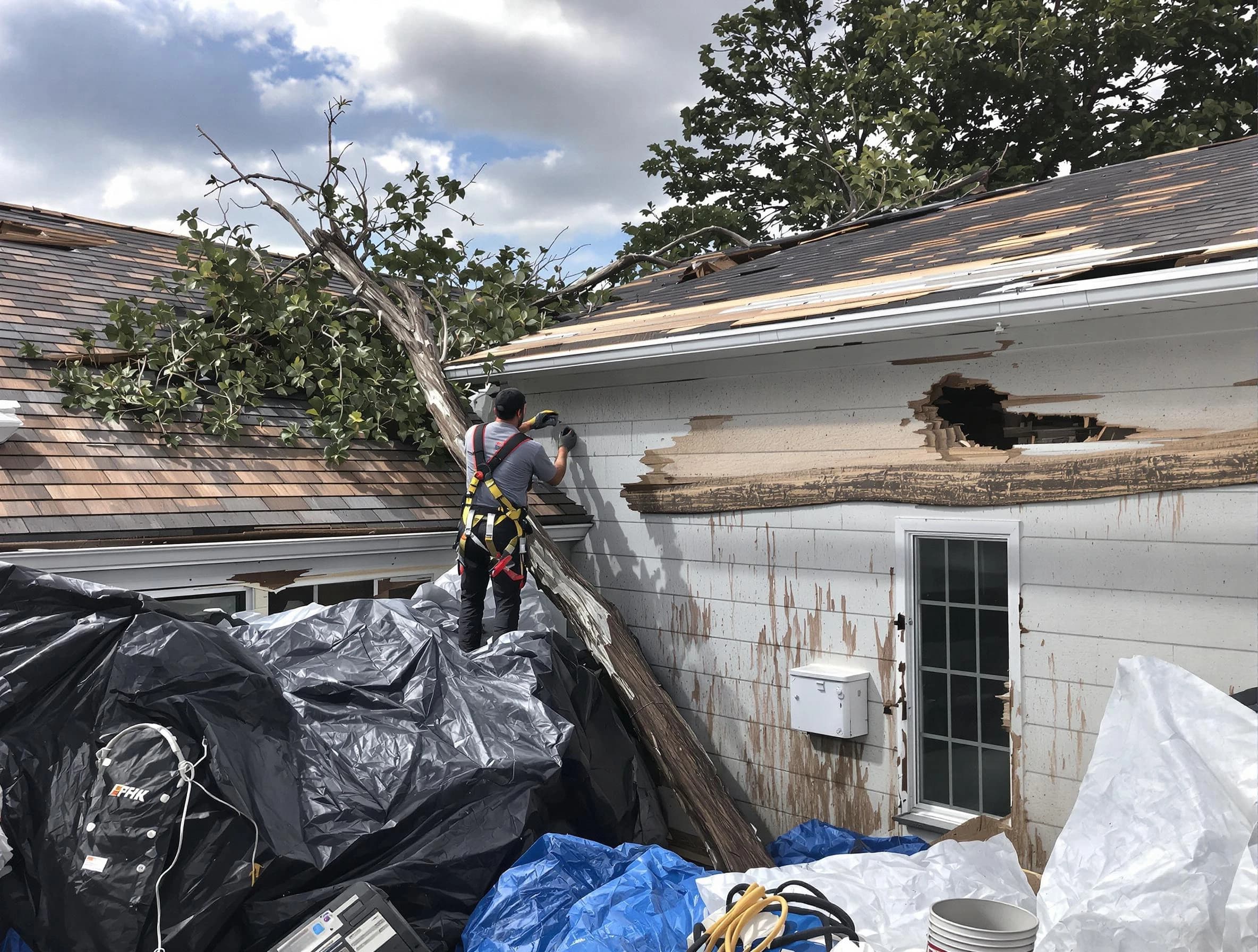 Cleveland OH Roofers technicians handling urgent roof damage in Cleveland, OH