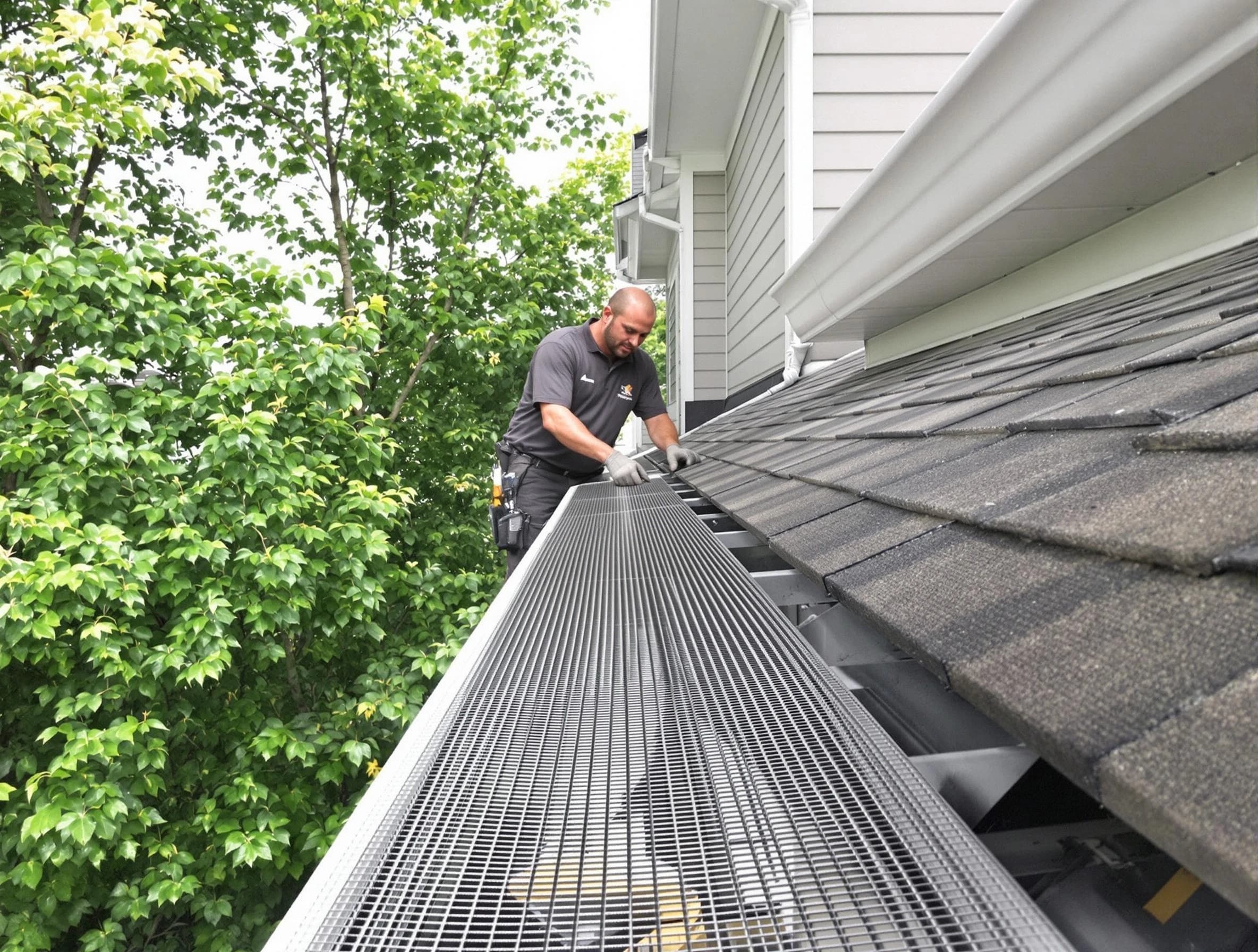 Close-up of gutter guards installed by Cleveland OH Roofers in Cleveland, OH