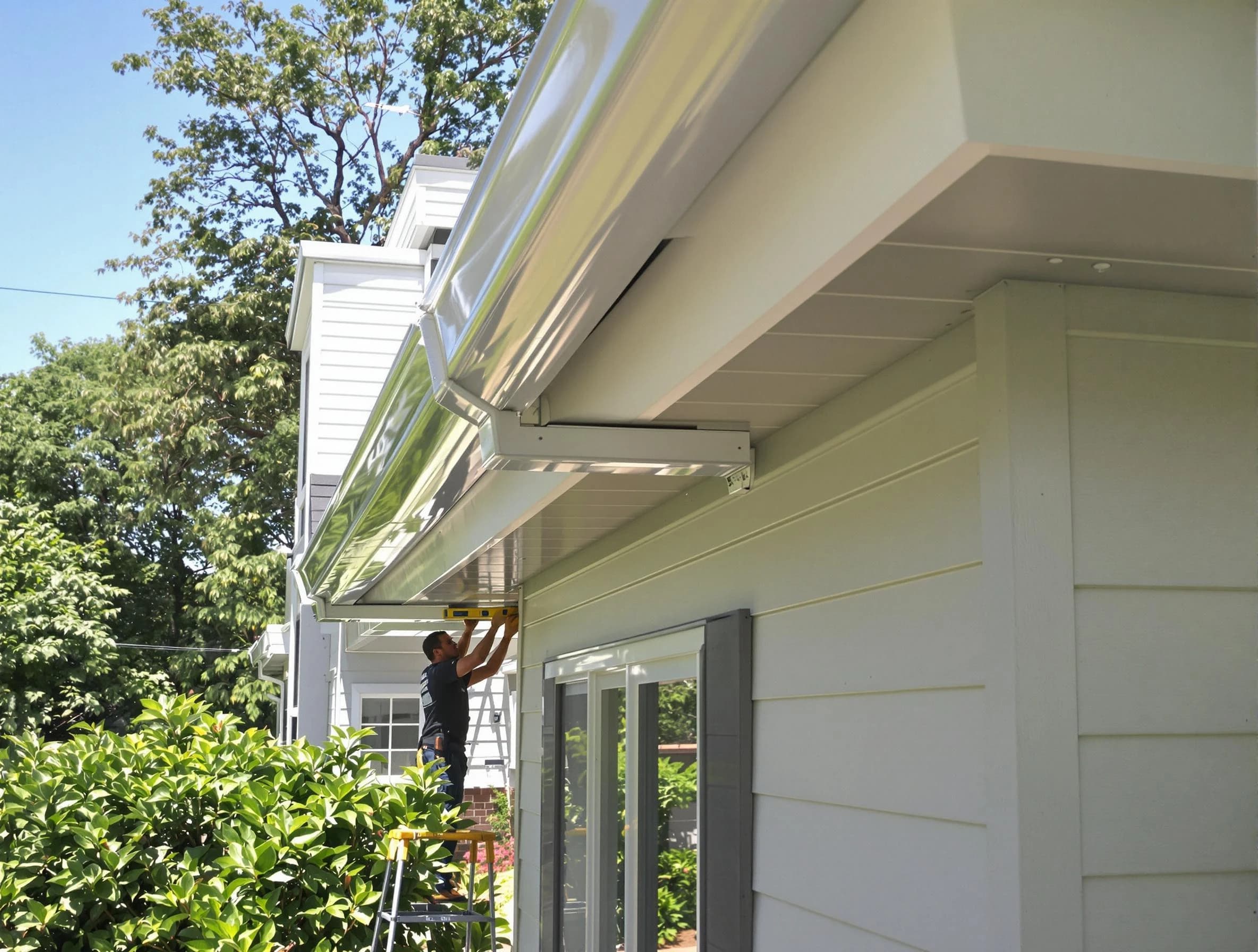 Properly aligned gutter system installed by Cleveland OH Roofers in Cleveland, OH