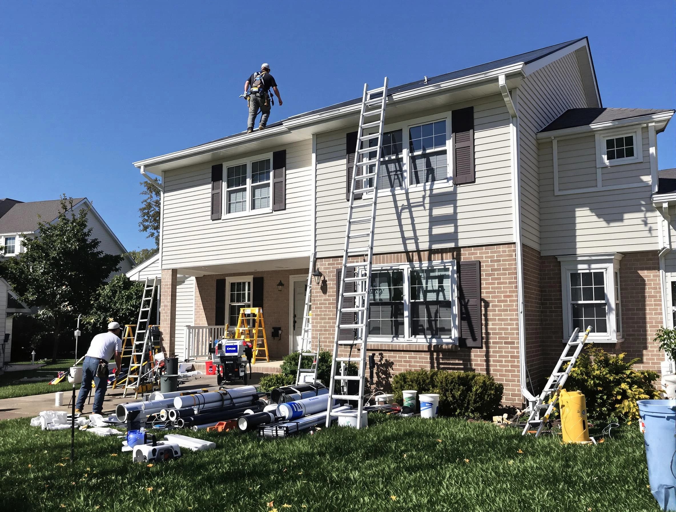 Cleveland OH Roofers completing a gutter replacement in Cleveland, OH