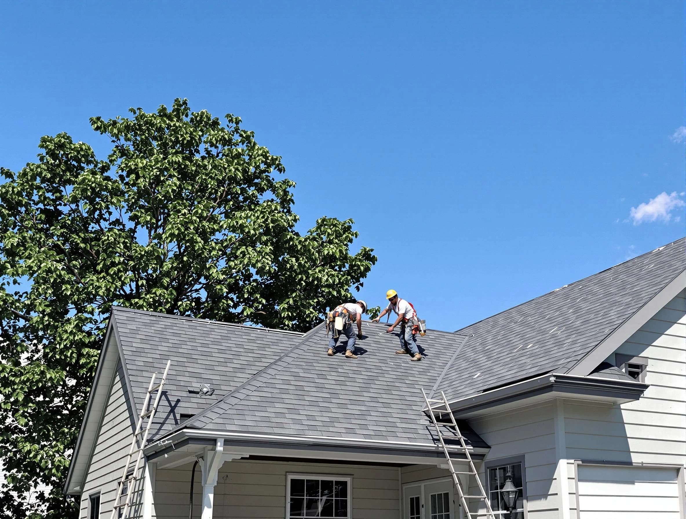 Cleveland OH Roofers crew finalizing a roof installation in Cleveland, OH